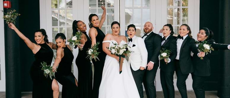 All black outlet bridal party